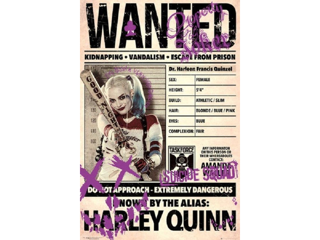 Harley Quinn - Wanted Poster Print (24 X 36)