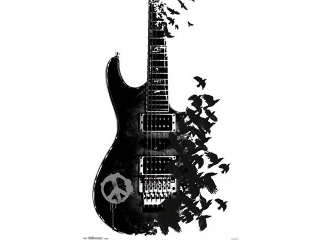 Crow Guitar Poster Print (22 x 34)
