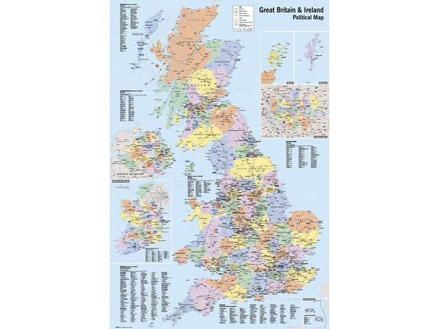 Uk Map Political Poster Print (22 x 34)