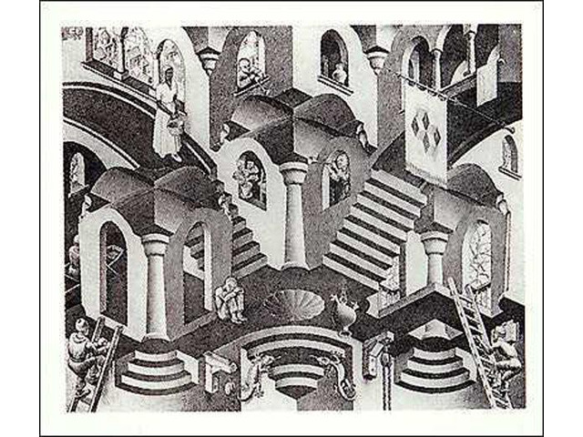 Concave and Convex - M. C. Escher Poster Print (26 x 22)