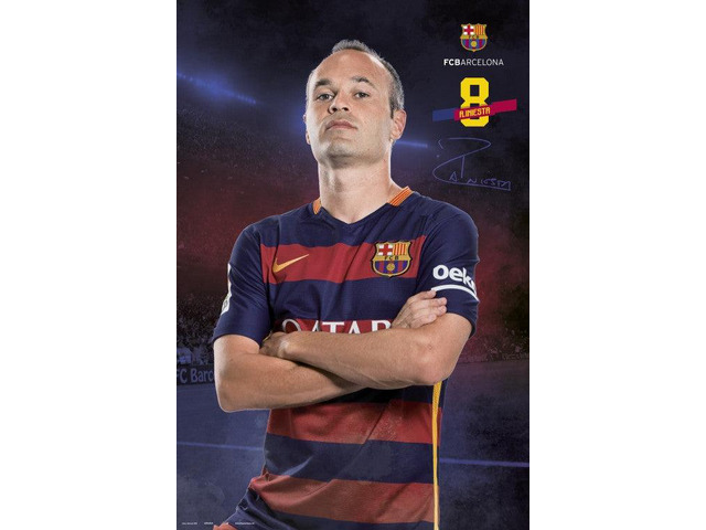 Fc Barcelona Iniesta Pose 2015-2016 Poster (24 x 36)