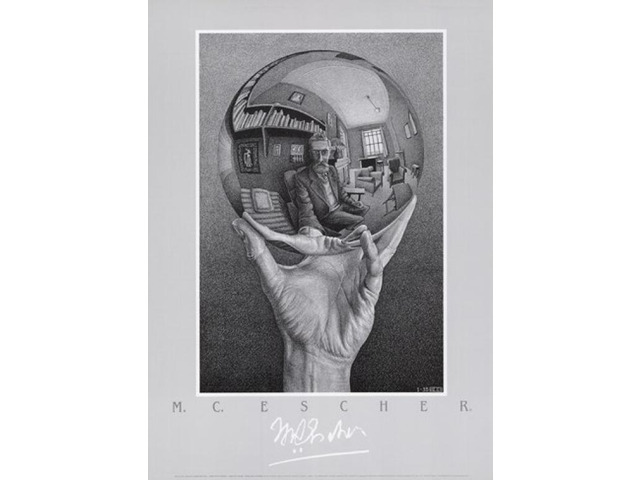 Hand with Sphere - M. C. Escher Poster Print (20 x 28)