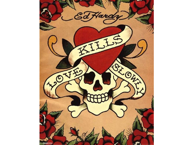 Love Kills Slowly Poster Print by Ed Hardy (7 x 16)