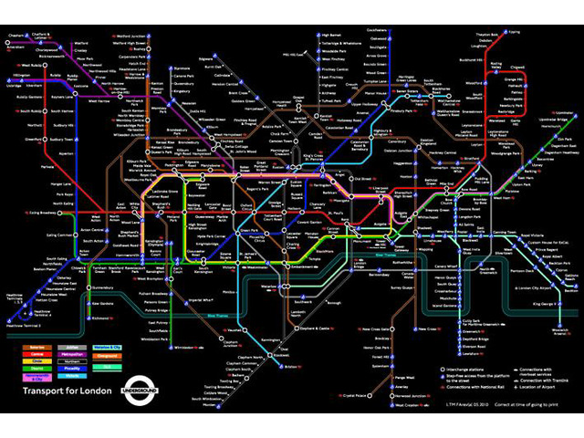 London Underground (Black Map) Poster Print (34 x 22)