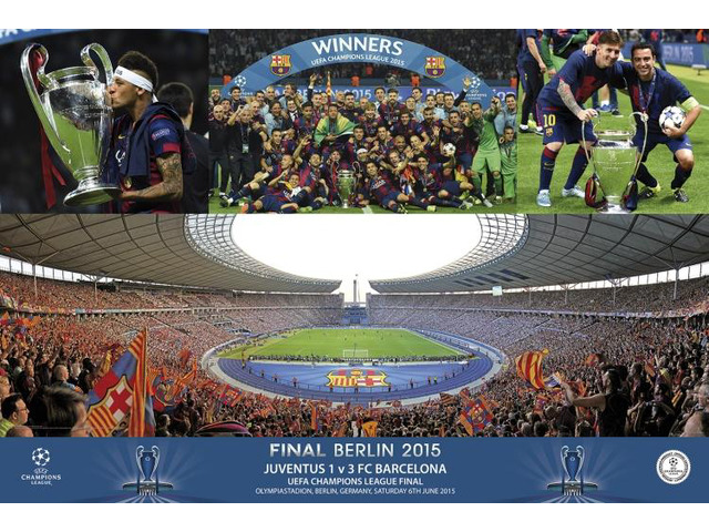 Fc Barcelona Champions Stadium Celebration Poster (36 x 24)