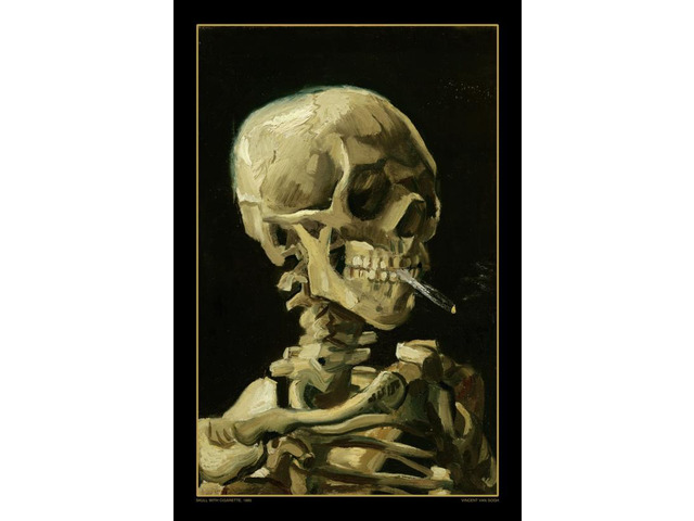 Van Gogh Skull Poster Print Skull With Cigarette Poster Print (22 x 34)