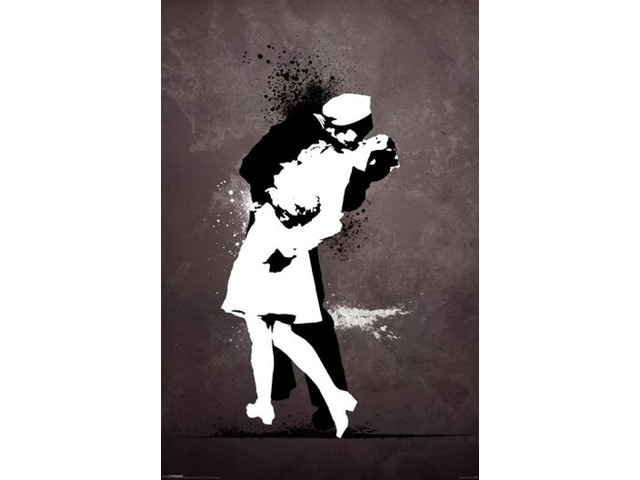 War's End Kiss - Graffiti Poster Print (22 x 34)
