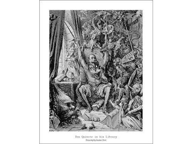 Don Quixote in His Library - Gustav Dore Poster Print (22 x 28)