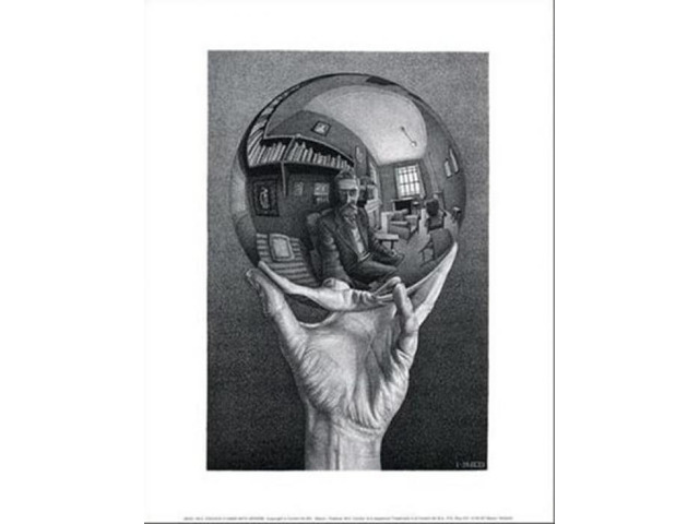 Hand with Sphere - M. C. Escher Poster Print (11 x 14)