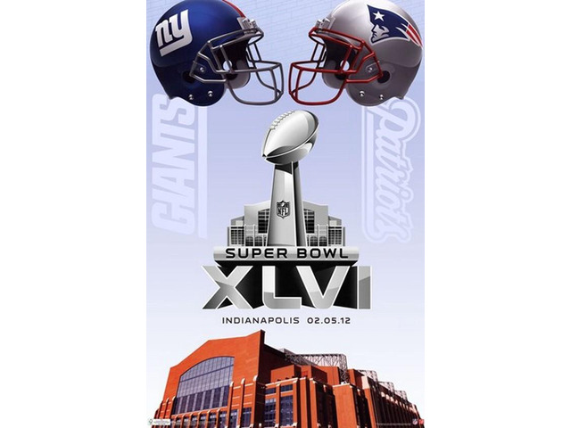 2012 New York Giants vs. New England Patriots Indianapolis Super Bowl - Event Poster Print (24 x 36)