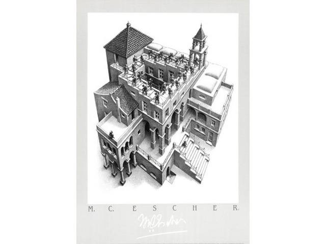 Ascending and Descending M. C. Escher Poster Print (20 x 28)
