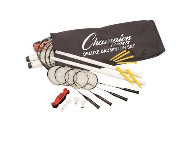 Champion Sports DBSET Deluxe Badminton Set - 20 ft Net with 4 Rackets - 2 Shuttlecocks