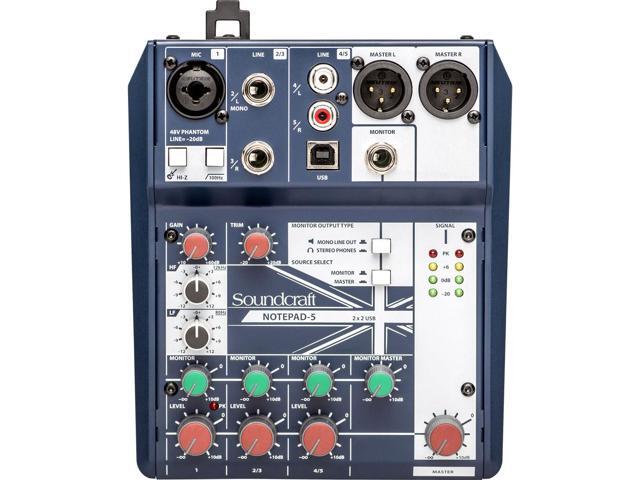 Soundcraft Notepad-5 5-channel Analog Mixer w/USB I/O