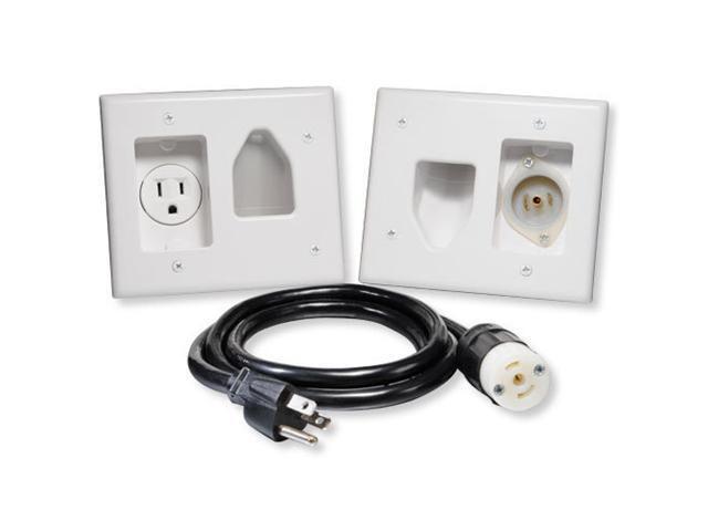 DataComm Electronics 45-0022-WH Recessed Pro-Power Kit with Locking Inlet - White