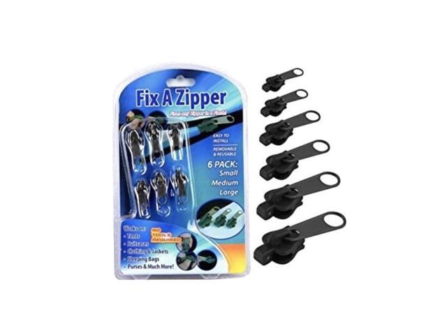 Universal Zipper Repair Kit - Black (Set of 6 for Quick Repairs)