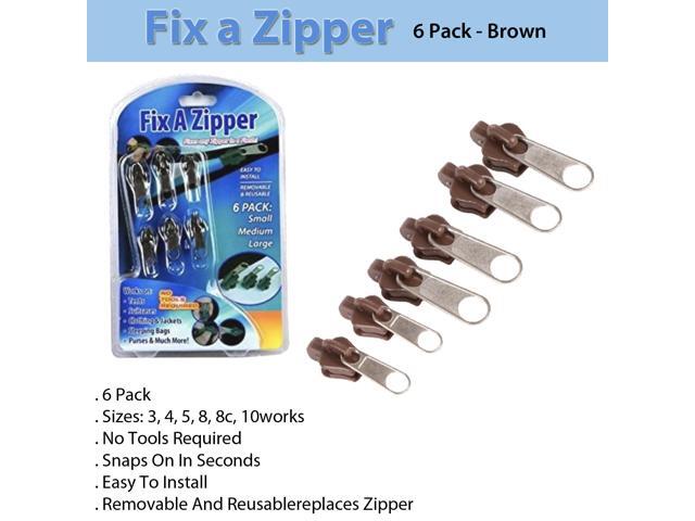 Fix a Zipper- 6 Zippers- Brown