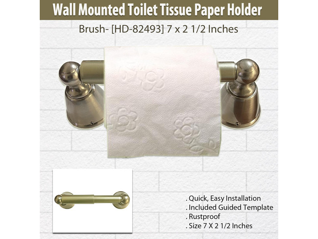Wall Mounted Toilet Tissue Paper Holder - Brush [HD-82493] 7 x 2 1/2 Inches