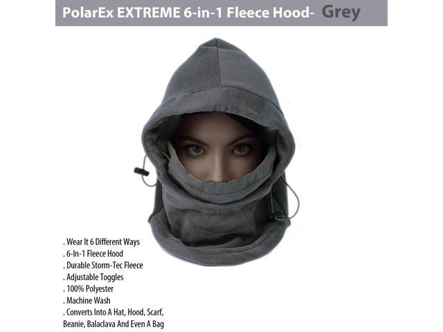 PolarEx 6-in-1 Fleece Hood - Versatile Grey Winter Accessory