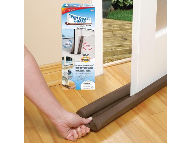 Twin Draft Guard For Doors & Windows- Cold Air Heating- Brown- Set of 2