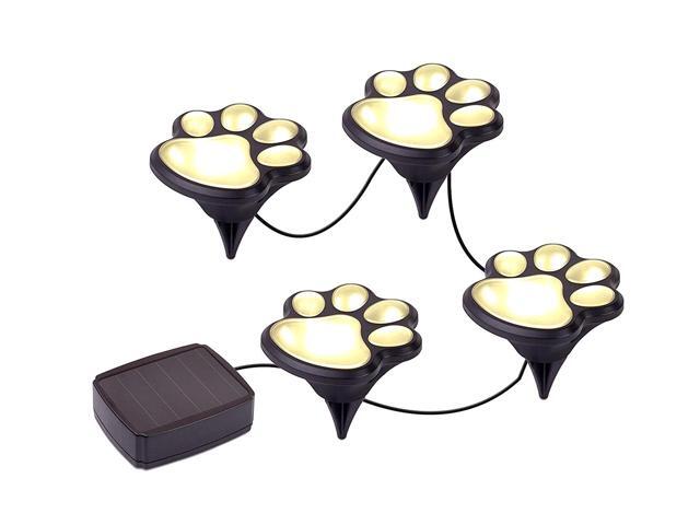 Set of 4 LED Paw Print Solar Power Outdoor Garden Lights
