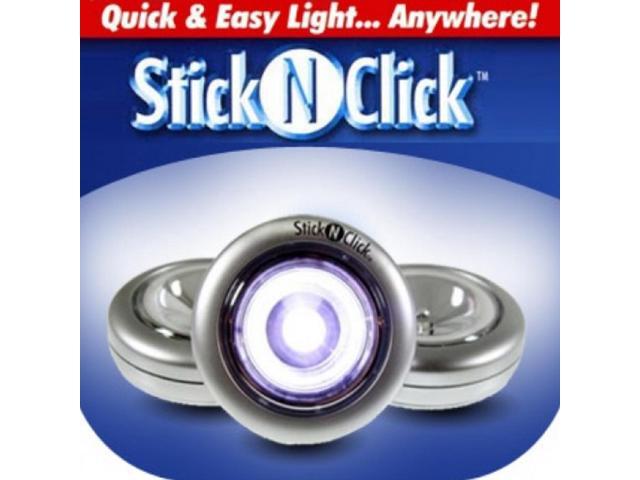 Round Stick 'N' Click - Peel and Stick LED Lights - Set of 3 - Silver -MO