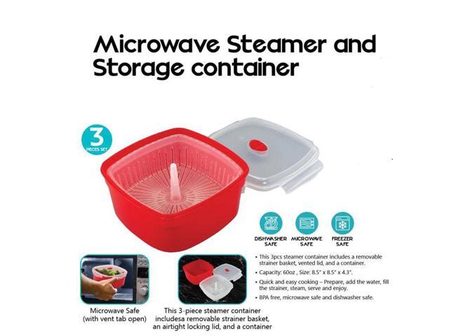 3-Piece Microwave Steamer and Storage Containers: Cook, Store, and Go
