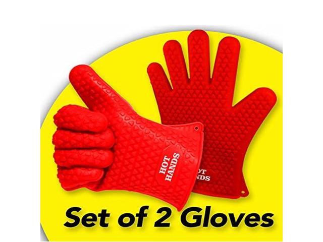 Hot Hands Heat-Resistant Non-Slip Silicone Cooking Gloves - Two Pack