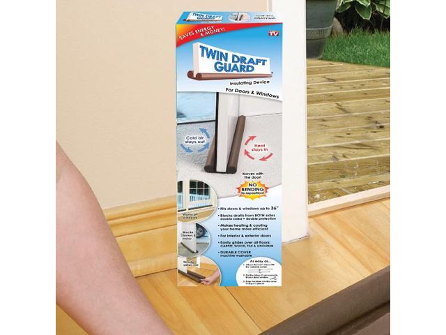Twin Draft Guard For Doors & Windows- Cold Air Heating- Brown- Set of 2