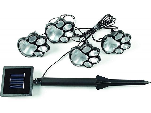 Set of 4 LED Paw Print Solar Power Outdoor Garden Lights