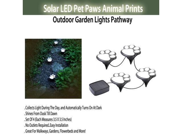 LED Solar Paw Print Lights - Pathway Solar Lights - Set of 4