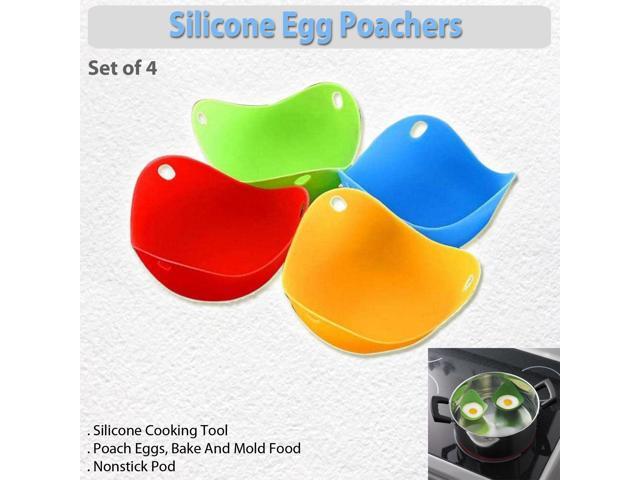 Silicone Egg Poacher Pods - 4 Pack - Versatile Nonstick Pods for Perfect Eggs