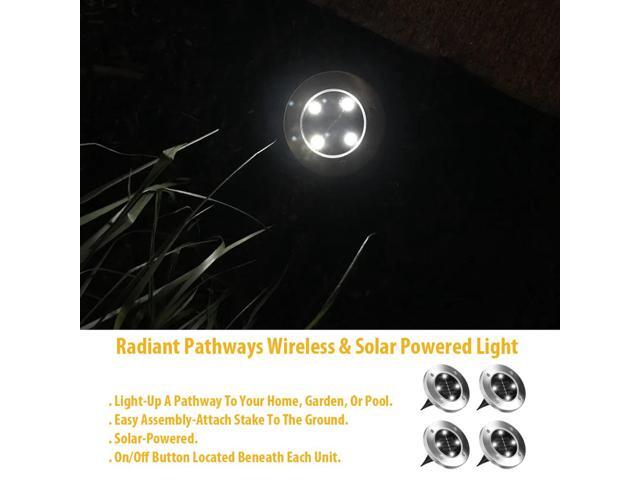 Radiant Pathways Wireless Solar-Powered Pathway Lights Set of 4
