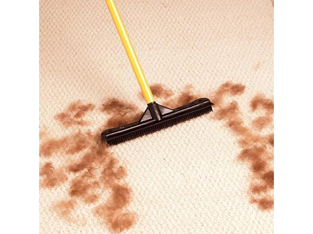 Dutch 12' Rubber Broom Head Ideal for Pet Hair Removal on Carpets and Rugs