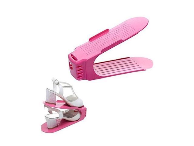 Shoe Double Decker - Efficient Space-Saving Organizer- Pink - 2 Pack