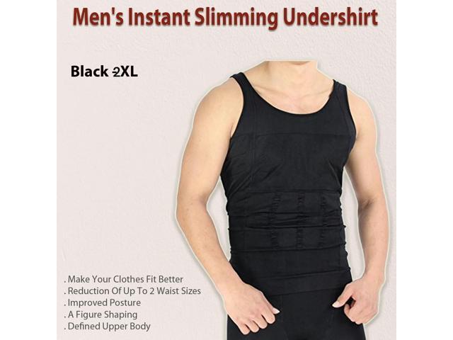 Men's Instant Slimming Undershirt - Black - XXL