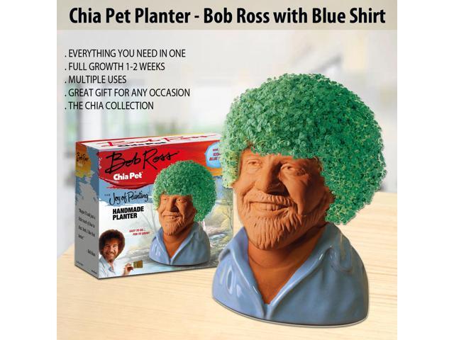 Chia Pet Planter - Bob Ross with Blue Shirt