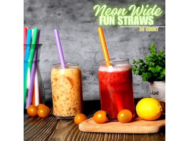 Neon Wide Fun Straws (36 ct)