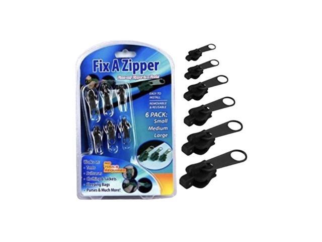 Universal Zipper Repair Kit - Black (Set of 6 for Quick Repairs)
