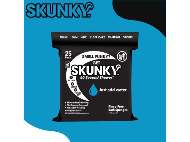 Skunky No-Rinse Bathing Wipes Fast & Easy Shower-Free Cleaning, 25 Count
