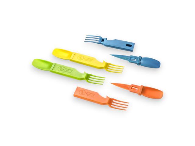 4-in-1 Snapatite+ Utensil Set - Spoon, Knife, Fork, Bottle Opener (Orange)