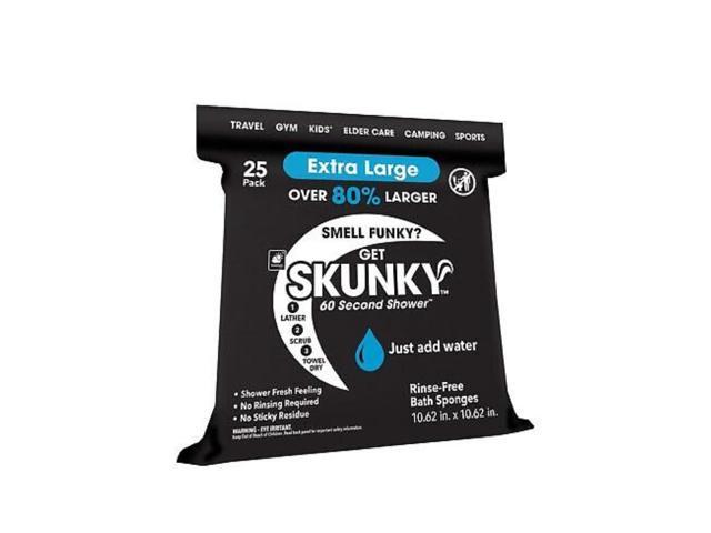Skunky XL No-Rinse Bathing Wipes Fast & Easy Shower-Free Cleaning, 25 Count
