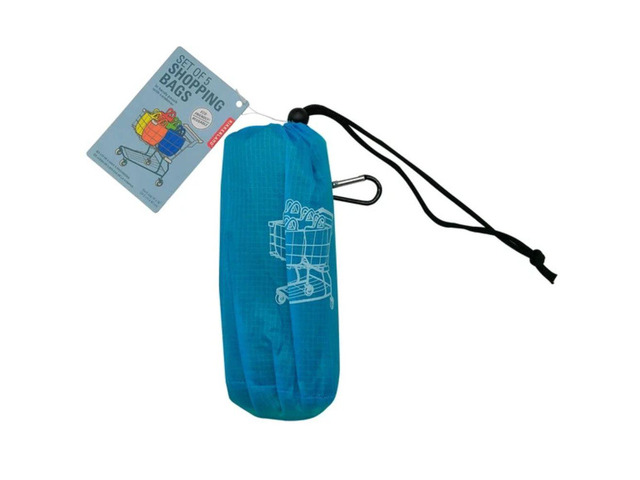 5-Pack Colorful Reusable Shopping Bags with Carry Pouch & Carabiner