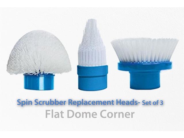 Spin Scrubber Replacement Heads Flat, Dome, and Corner Brush Heads - 3-Pack