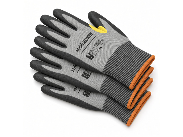 Manusage A5 Cut Resistant Gloves 3 Pair HPPE Nitrile Grip - Unisex