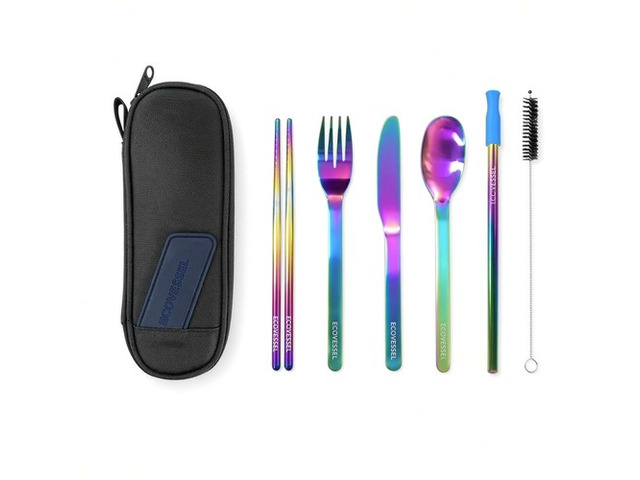 EcoVessel WanderWare 6-Pc Rainbow Steel Utensil Set