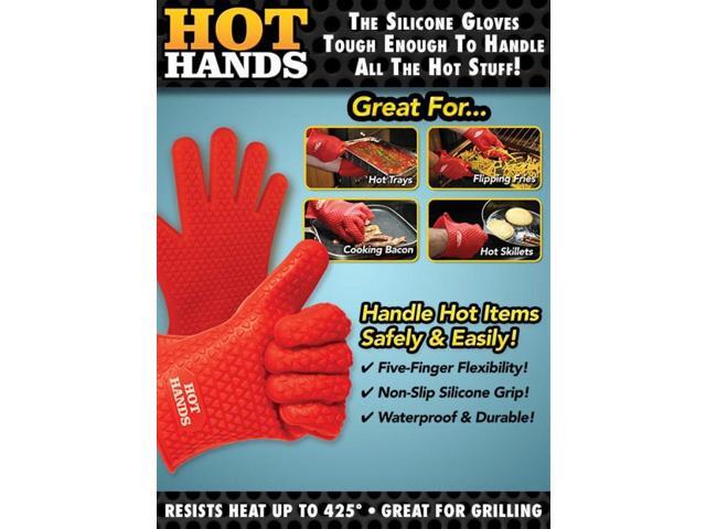 Hot Hands- Non-Slip Silicon Cooking Gloves Grab Flip Shred Hot Meals Veggies Seafood Grip Pots Pans Skillets Baking Trays