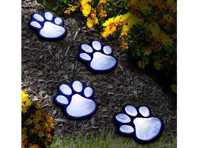 LED Solar Paw Print Lights - Pathway Solar Lights - Set of 4