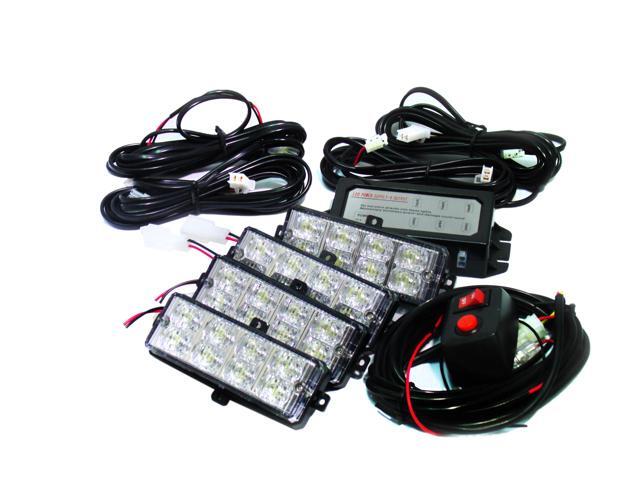 RS-281-4LED-W - (4) LED Grille Strobe Light Kit (White)
