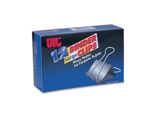 Officemate Binder Clips Large 2'Wide 1' Cap 12/BX Black/Silver 99100