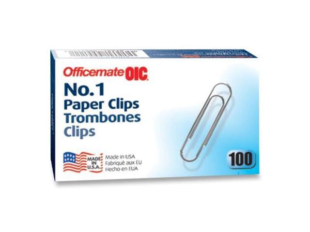 Officemate Paper Clips Size 1 Standard .034 Gauge 100/BX Silver 99912
